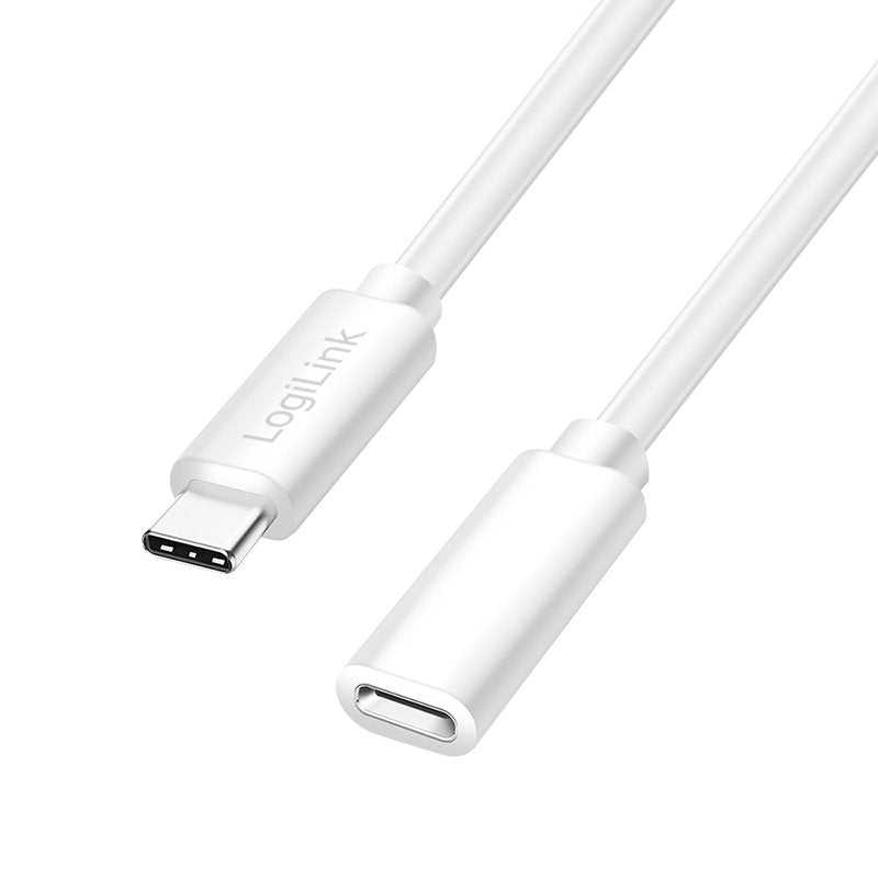 Usb 2.0 Type-C Cable, C M To C F, 480 Mbps, 60w, Blanco, 3 M