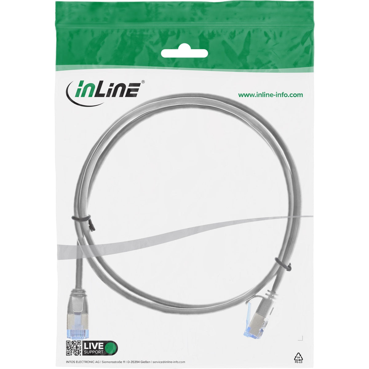 Cable De Red Inline Slim Redondo U/Ftp Cat.6a Negro 1m
