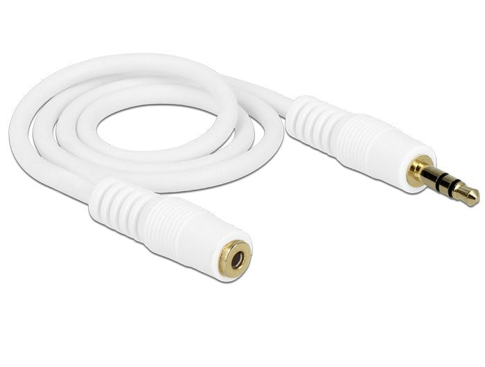 Klinkenverlängerungscable 3,5 Mm 3 Pin Stecker > Buchse 0,5 M Weiss