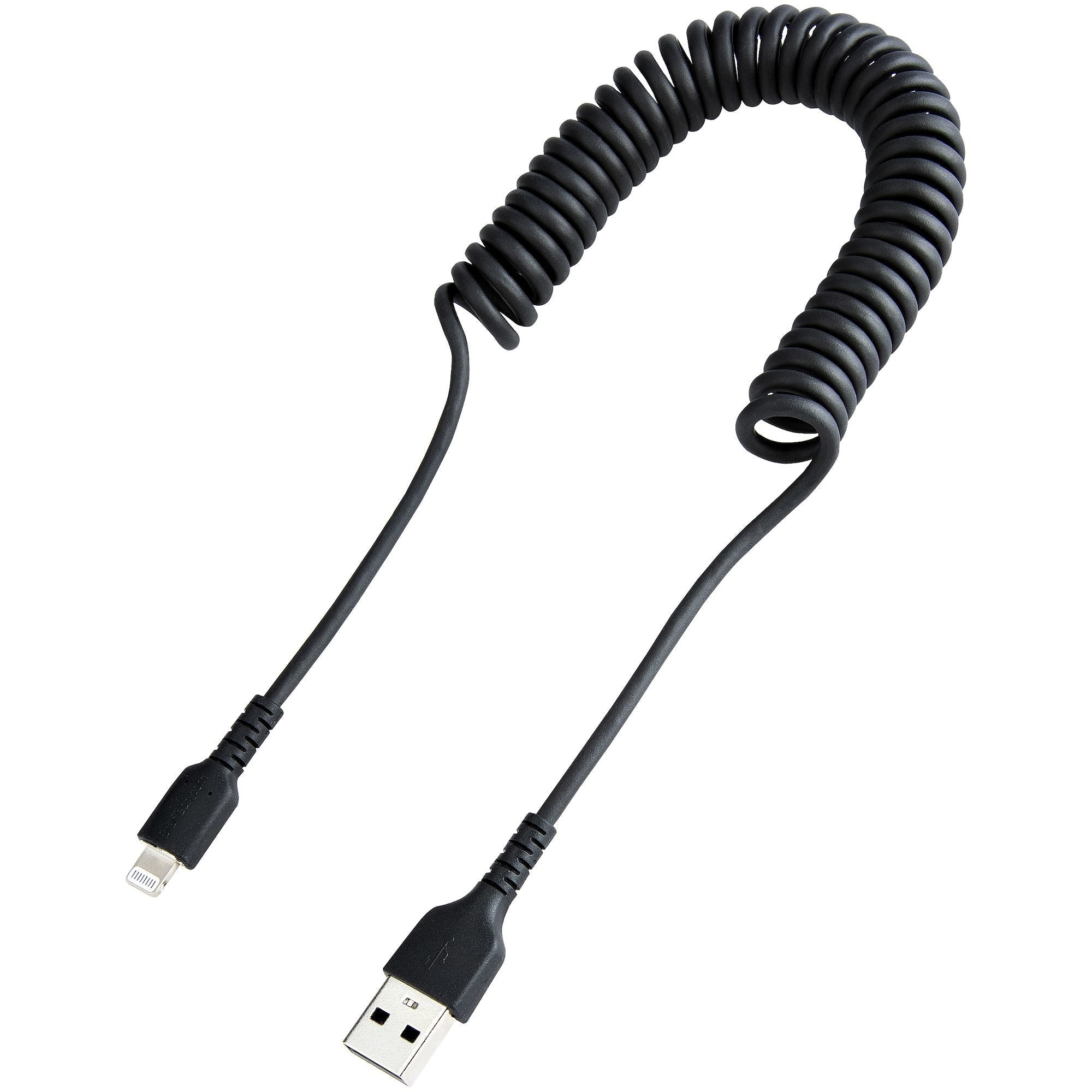 Usb To Lightning Cable - 1m    Cabl (3.3ft) Coiled Cable Black