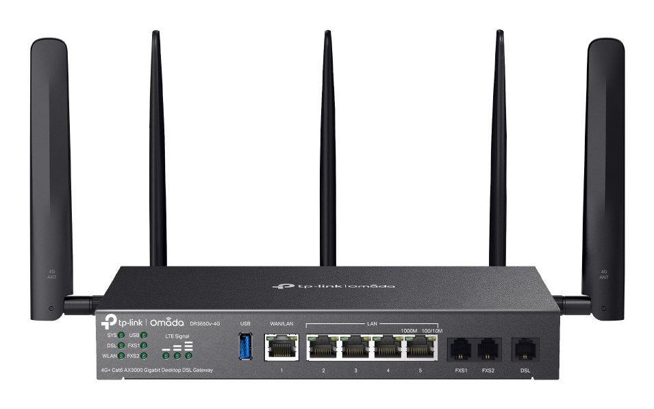 Tp-Link Omada Desktop Dsl Gateway Ax3000 Dr3650v-4g 4g+ Cat6 Gigabit Wan/8xlan