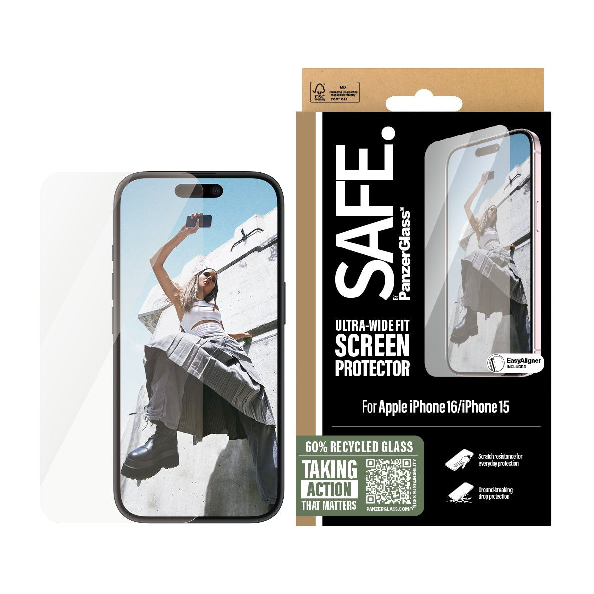 EAN 5715685002618 - PanzerGlass SAFE. by ® Screen Protector iPhone 16 | 15 | Ultra-Wide Fit Protector de pantalla Apple 1 pie imagen 2