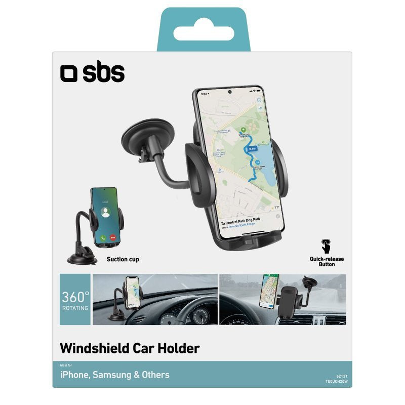 Soporte Universal Coche Sbs Con Ventosa A Partir De 6" Negro