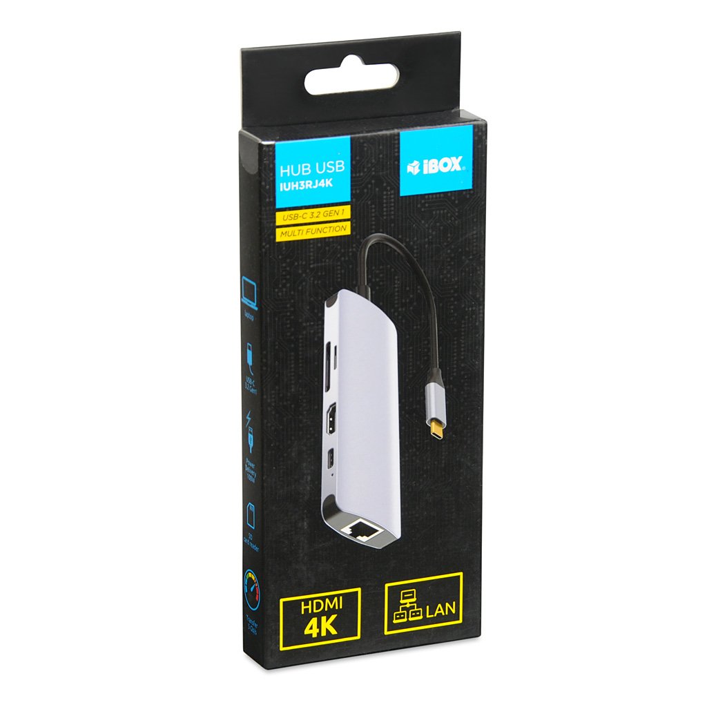 Ibox Hub Usb Iuh3rj4k Usb3.2 Lan Hdmi 4k Pd100w