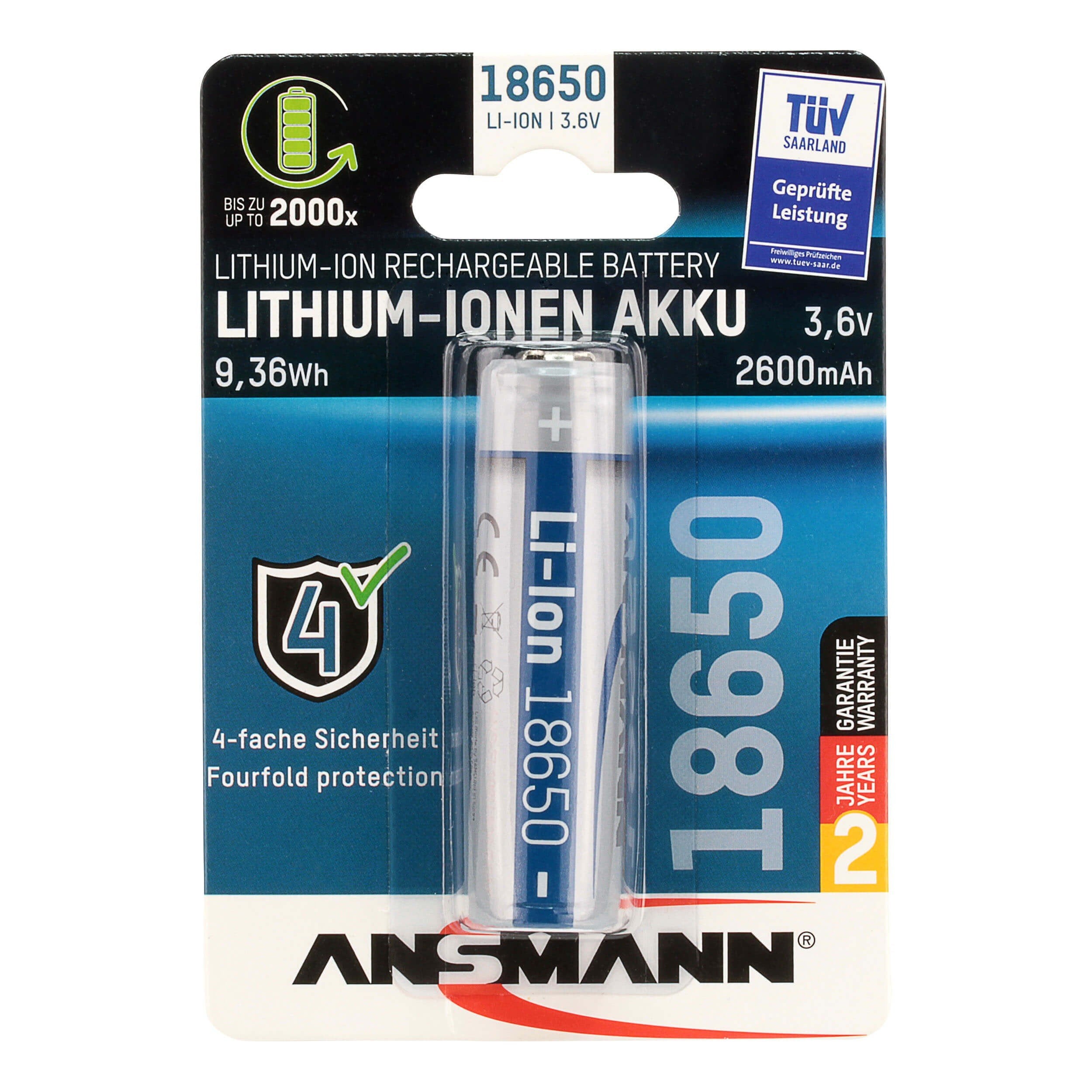 Ansmann Batería De Iones De Litio 18650 1307-0000
