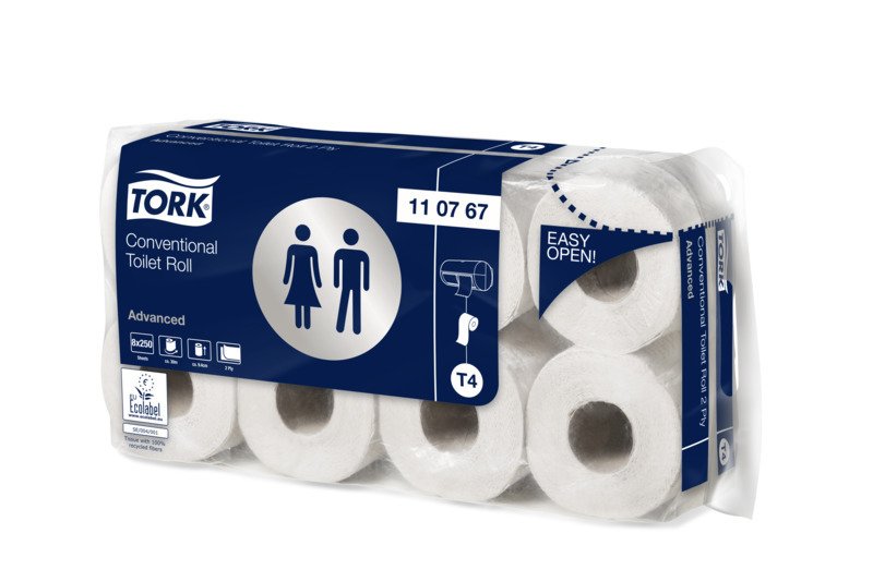 Tork Papel Higiénico T4 Advanced 2-Lagig Recyclingpapier, 64 Rollos