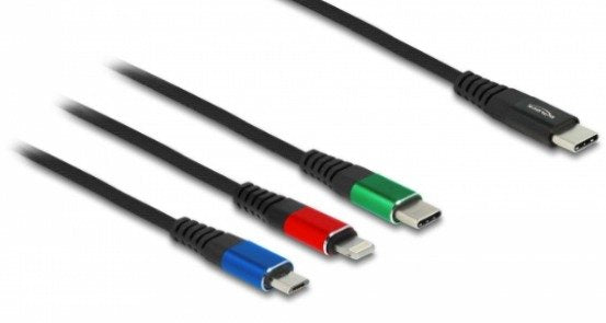 Delock Cable De Carga Usb 3 En 1 Tipo-A A 2 X Lightning / Usb Type-C 30 Cm
