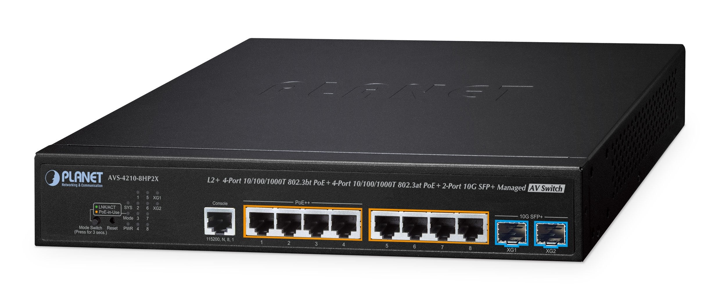 8 Port L2+ Managed Poe Av  Switch With 2-Port 10g Sfp+