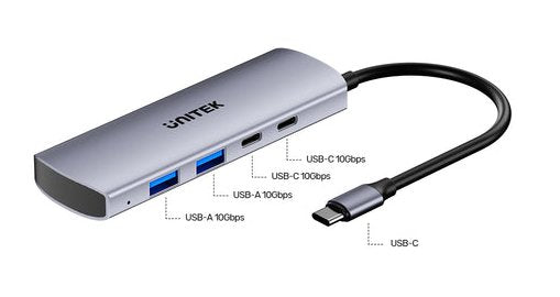 Unitek 4w1 Usb-C 10 Gbps  2x Usb-A  2x Usb-C