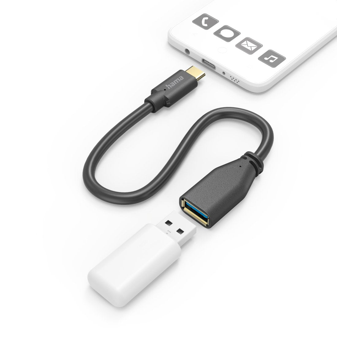 Hama Otg, Usb 3.0 A, Usb-C, 15cm, Czarny