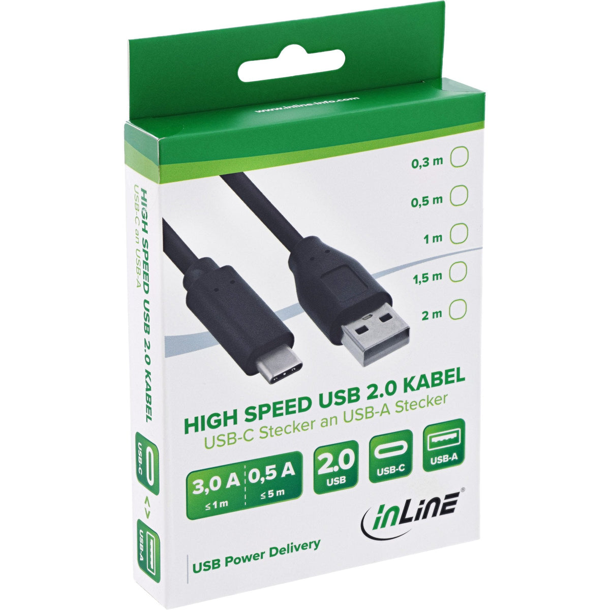 Cable Inline Usb 2.0, Tipo C Macho A A Macho, Negro, 1 M