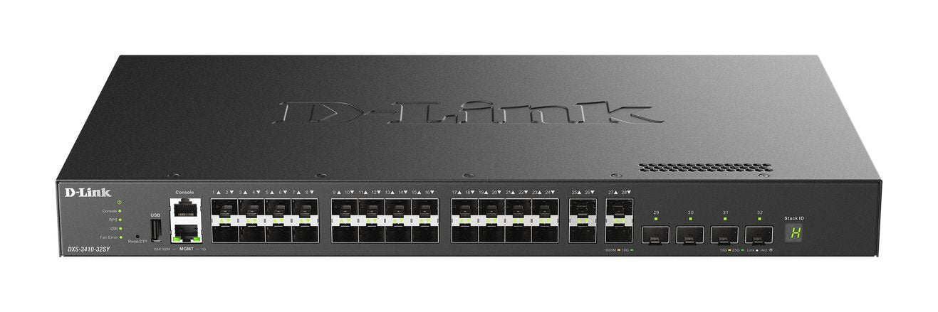 Switch Gestionable L3 D-Link Stackable Dxs-3410-32sy Switch Multigigabit L3 25g De 28 Puertos Sfp+ Y 4 Puertos 10/25g Sfp28