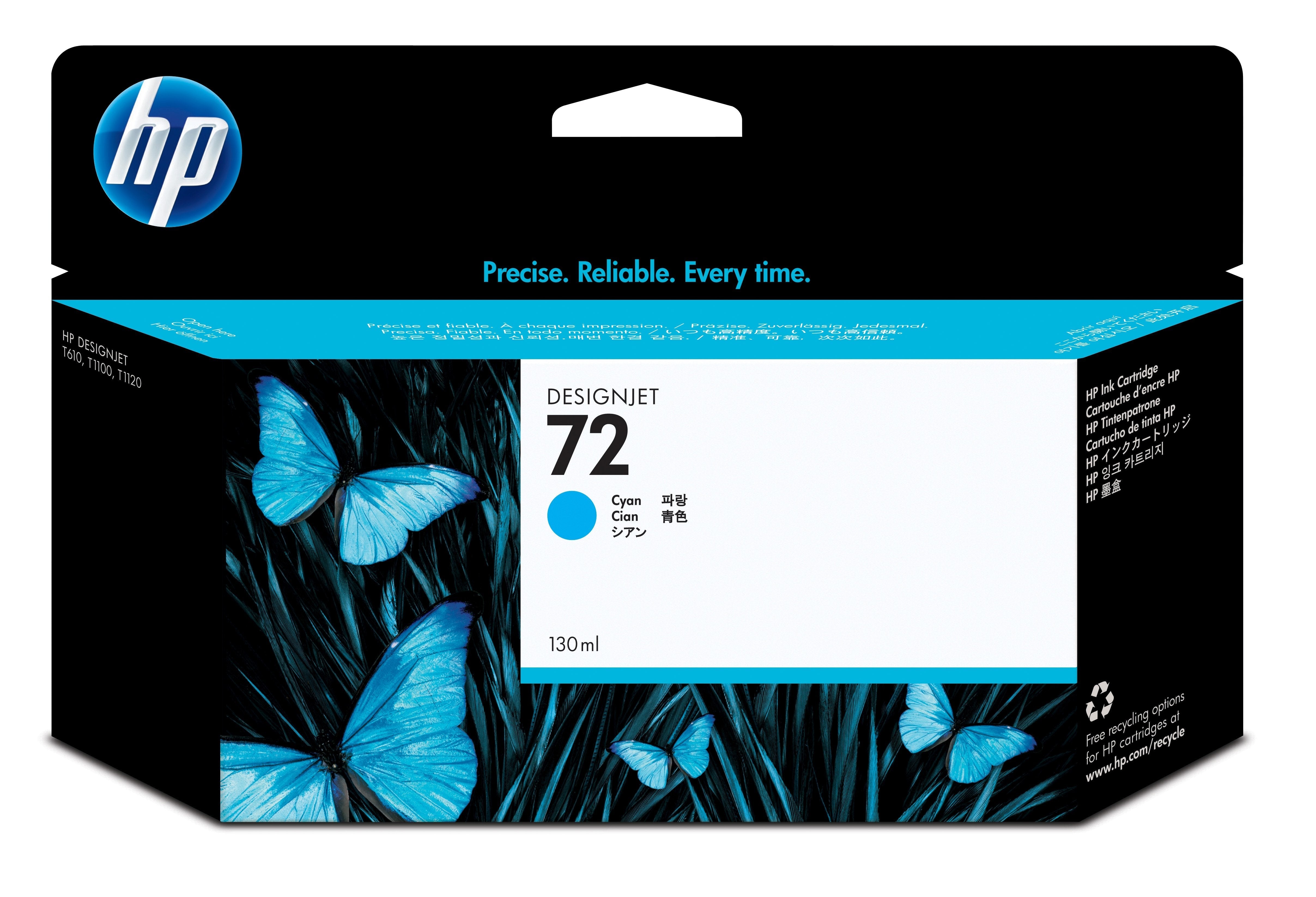 EAN 0808736779784 - HP 72 130-ml Cyan DesignJet Ink Cartridge cartucho de tinta 1 pieza(s) Original Alto rendimiento (XL) imagen 1