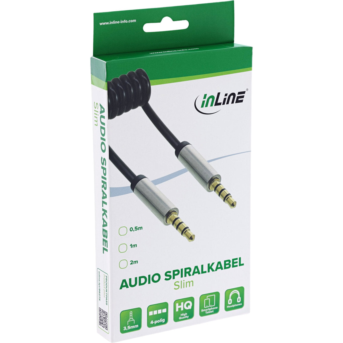 Cable En Espiral De Audio Inline De 3,5 Mm Macho A Macho De 4 Pines Estéreo De 0,5 M