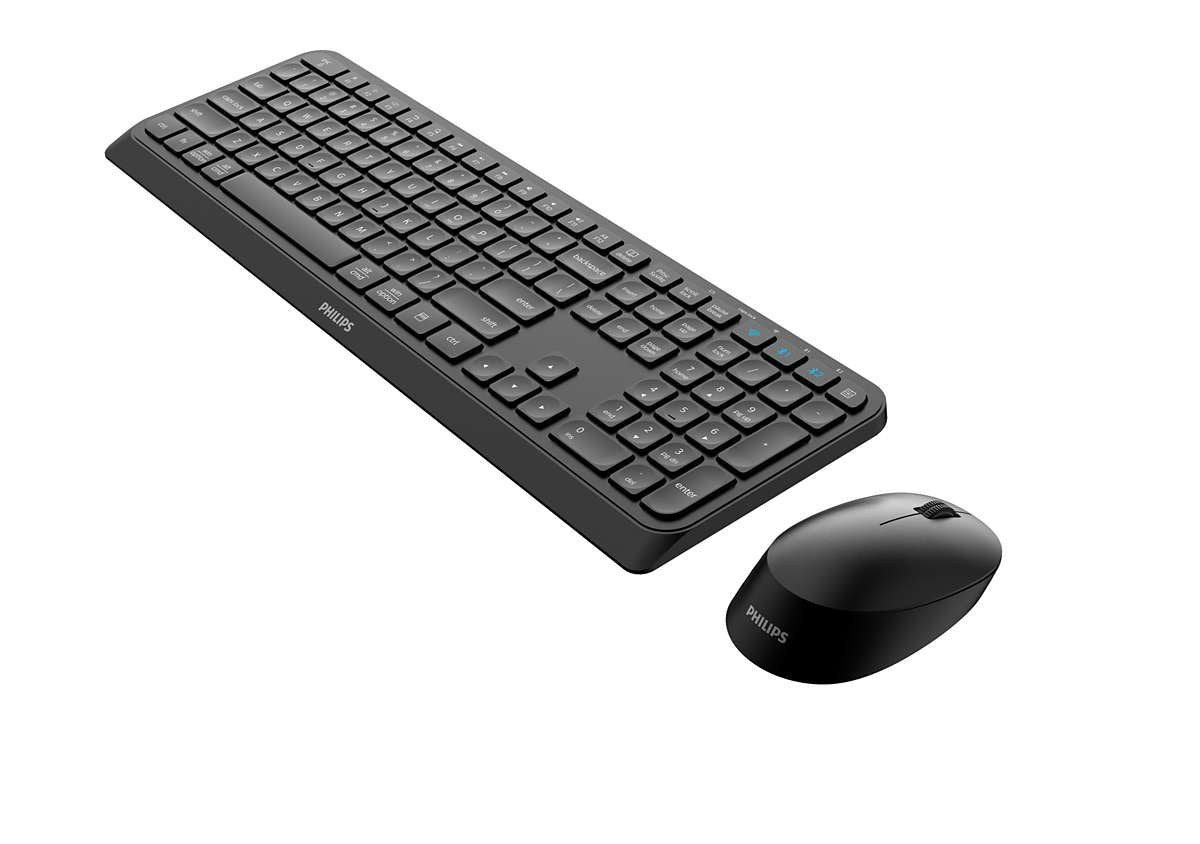 Teclado Ingles Philips Spt6407b Wireless Combo Negro - Us International