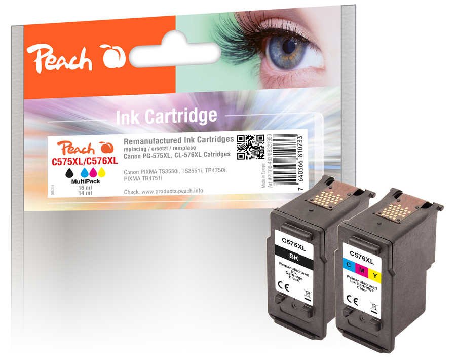 EAN 7640366810733 - Peach PI100-483 cartucho de tinta 2 pieza(s) Compatible Alto rendimiento (XL) Negro, Magenta, Amarillo, C imagen 1