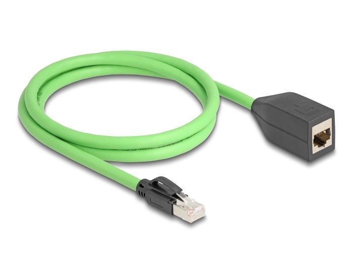 Delock 80880 Cable De Extensión De Red Rj45 Cat.6a Macho A Hembra Sf/Utp Adecuado Para Cadenas De Arrastre Pur (Tpu) 1 M Verde