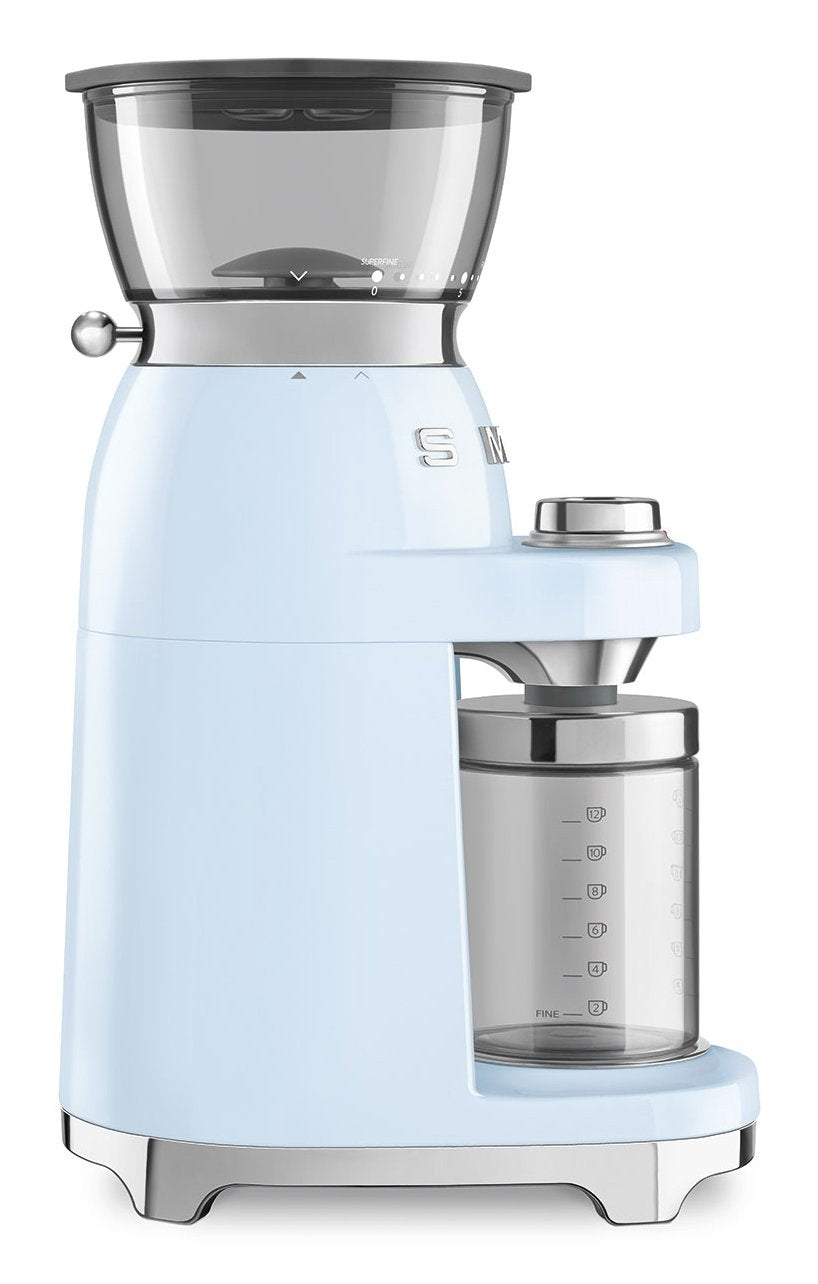 Molinillo De Café Smeg Cgf03pbeu, 15 Niveles De Molienda, Depósito De 240 G, 150 W, Azul Claro.