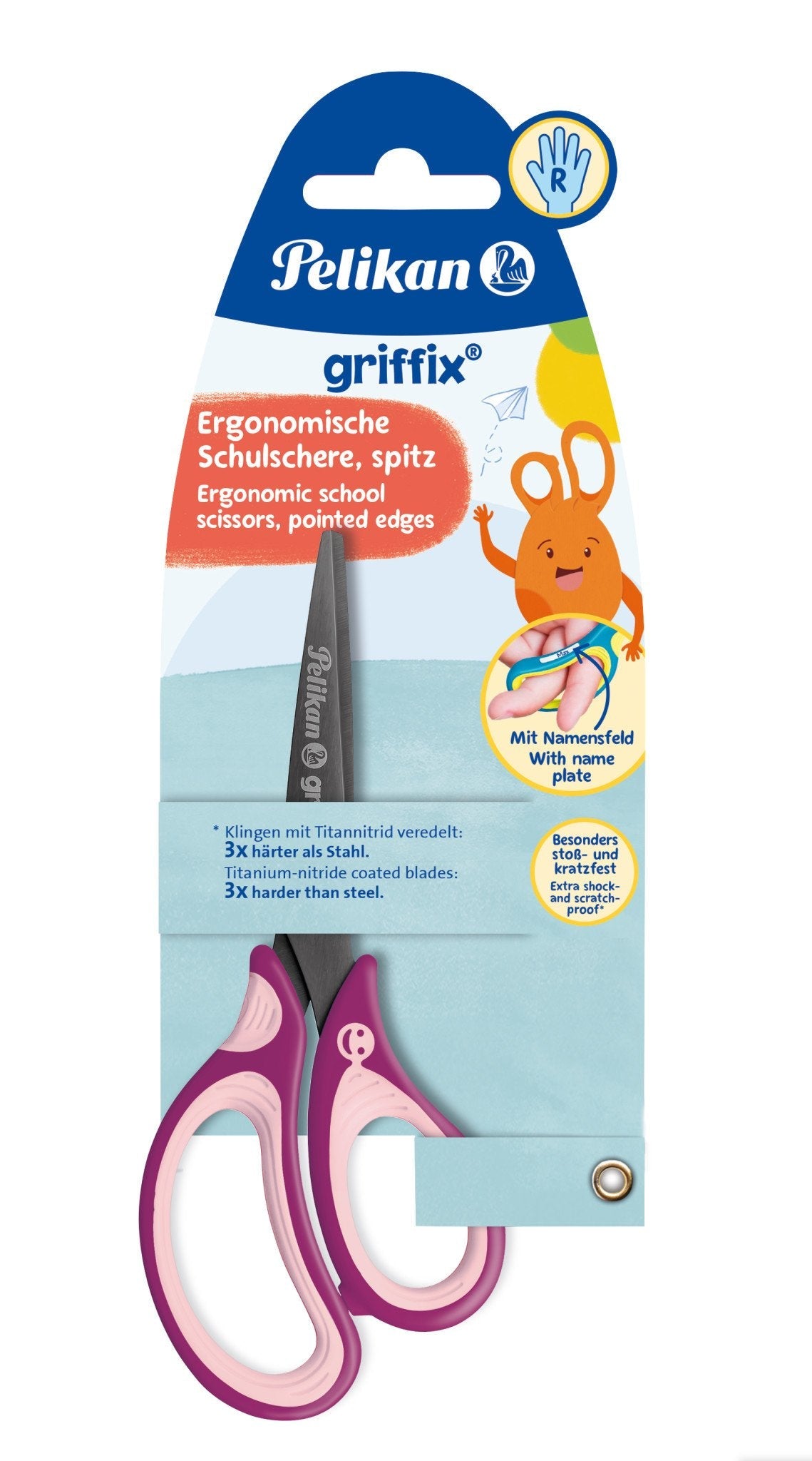 Tijera Pelikan Griffix Universal Corte Recto Rosa