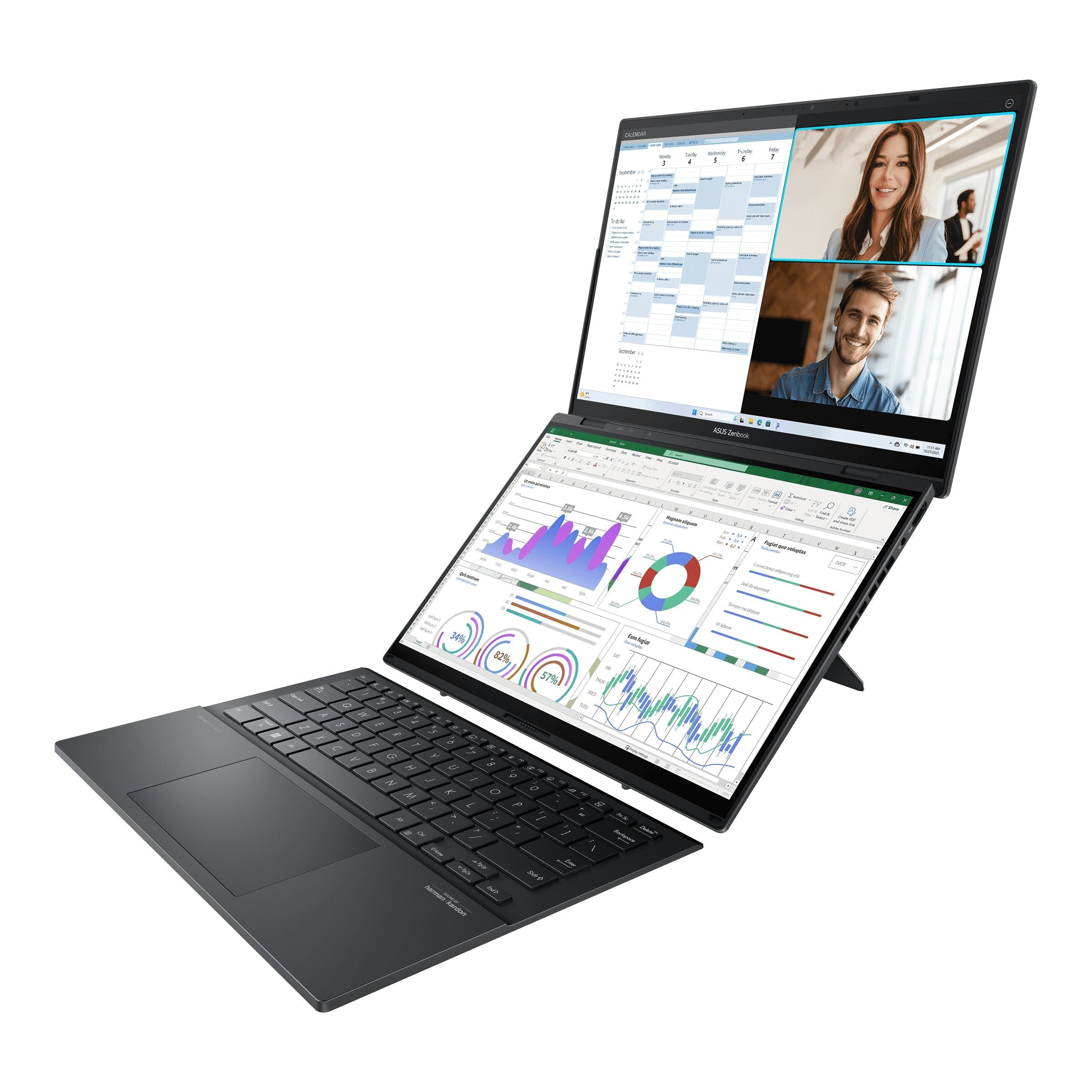 Asus Zenbook Duo Oled Ux8406ma-Ql396w - Ordenador Portátil 14" Wuxga (Intel Core Ultra 9 185h, 32gb Ram, 1tb Ssd, Arc Graphics, Windows 11 Home) Gris Tintero - Teclado Qwerty Español