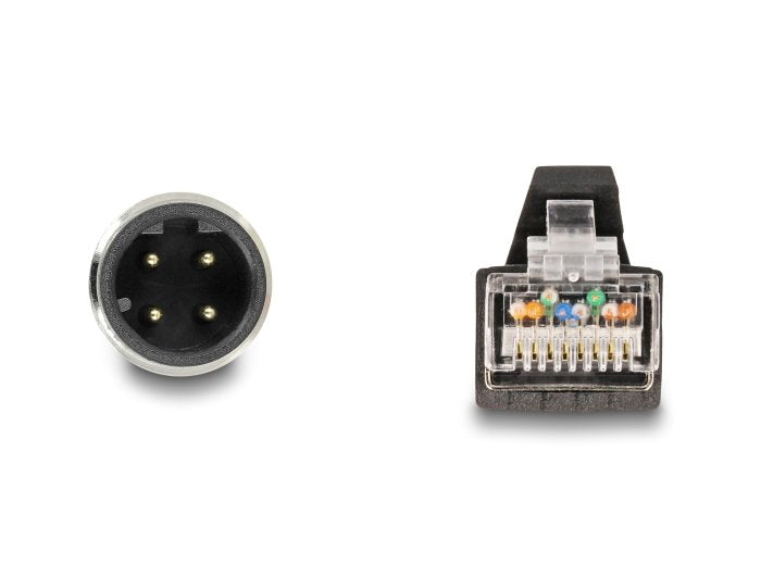 Delock 80427 Cable M12 Codificado D 4 Pin Macho A Rj45 Macho Pur (Tpu) 2 M