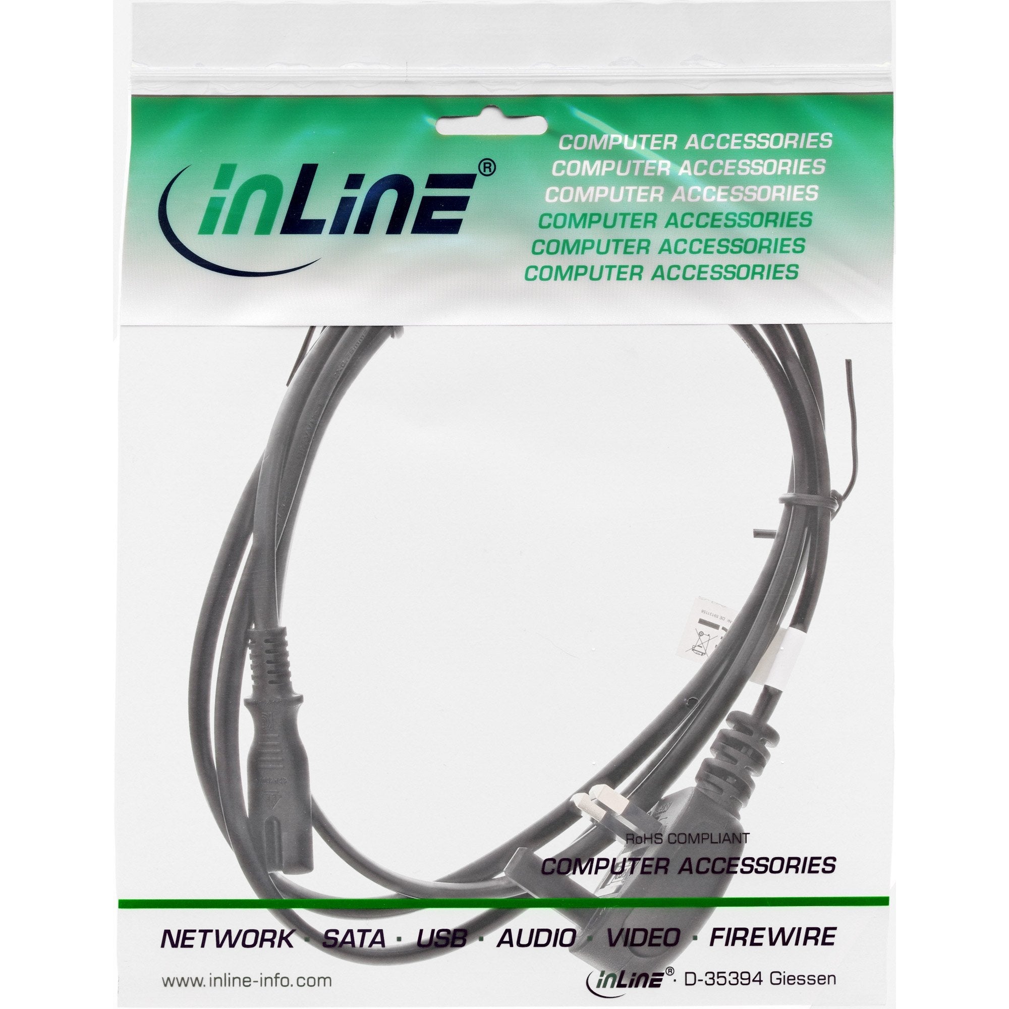 Cable De Alimentación Inline Enchufe De Red Inglaterra A Enchufe Euro 8 1,8 M