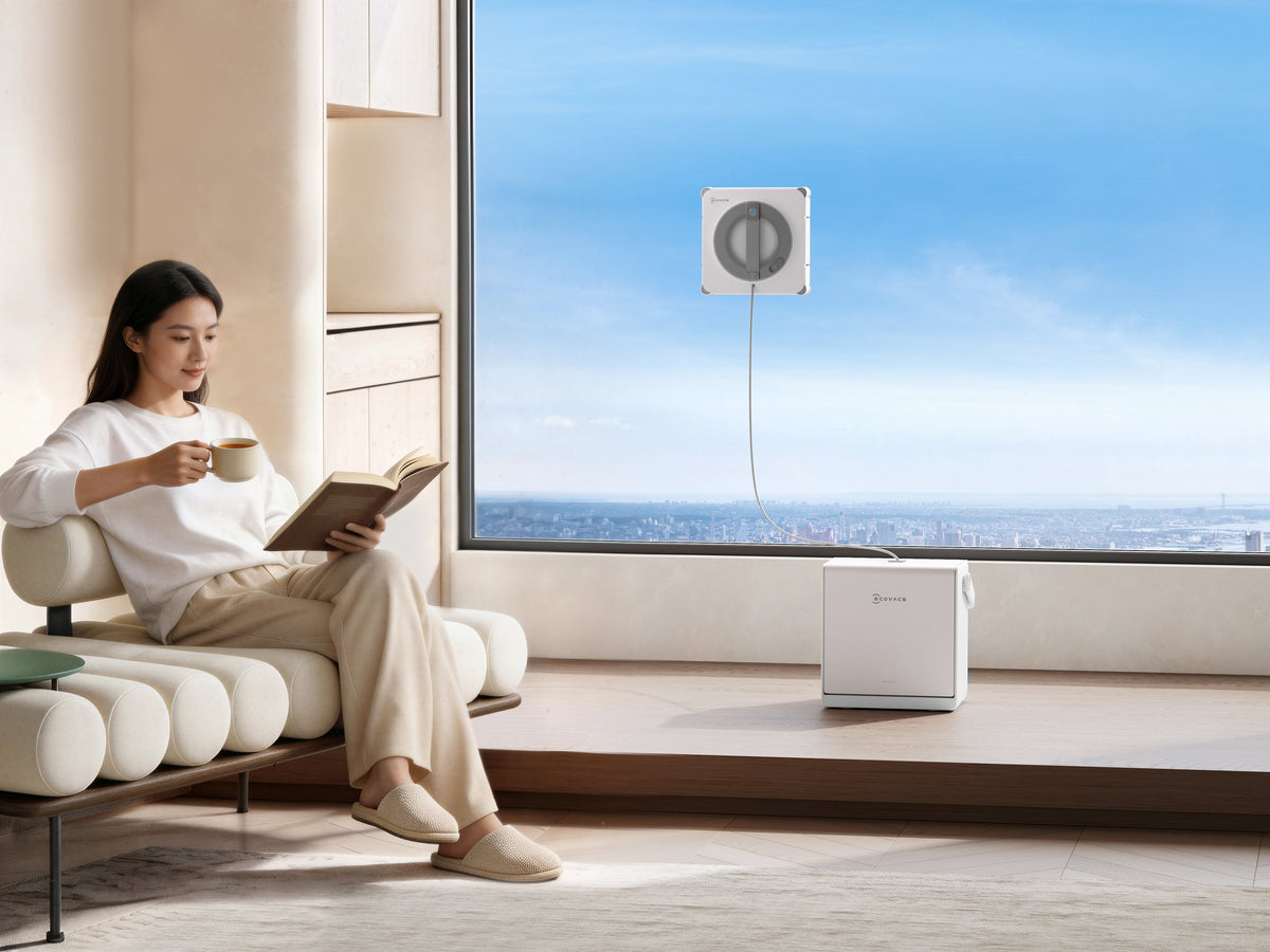 Ecovacs Winbot W2s Pro Omni Window Cleaning Robot,Auto Spray,Smart Path Planning,White+Portable Station