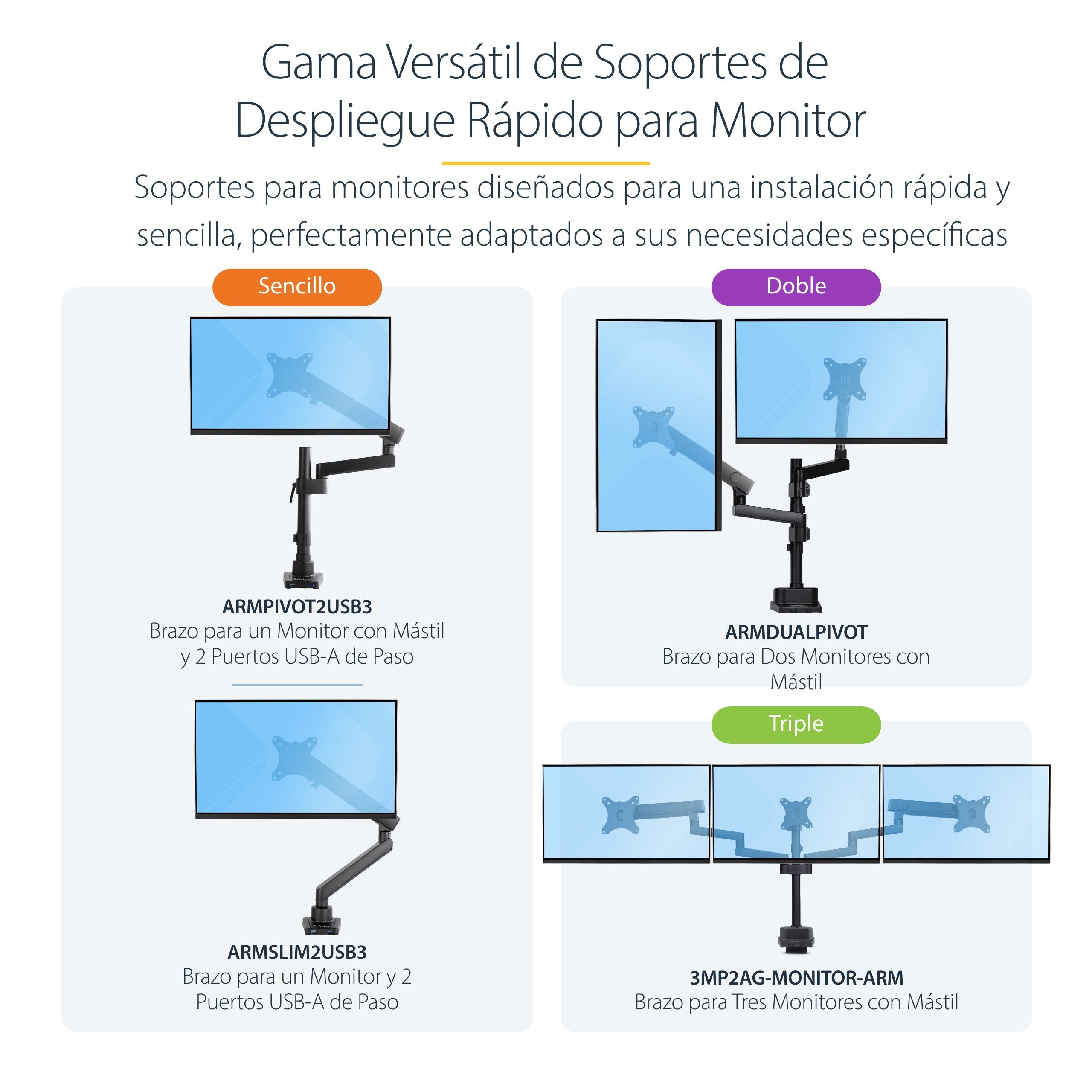 Startech Soporte Vesa Ajustable Para 2 Monitores 32"