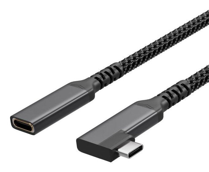 Usb-C Verlängerungscable Usb-C > Usb-C Hchse 3.2 90° Pd Textil 0,5m