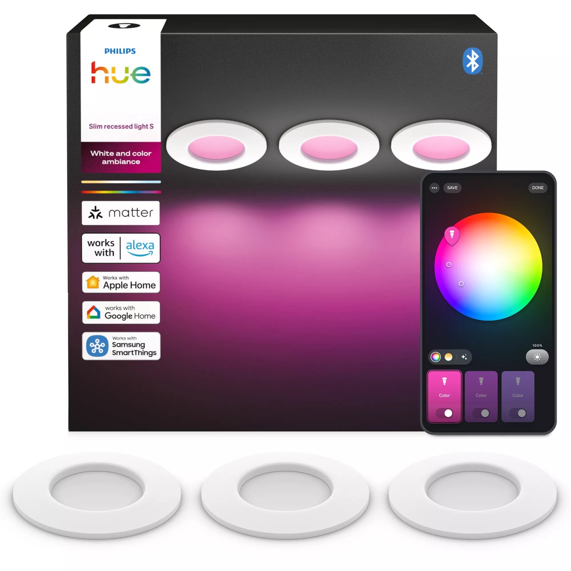 Philips Hue White&Col. Amb. Slim Recessed Light S X3 -White