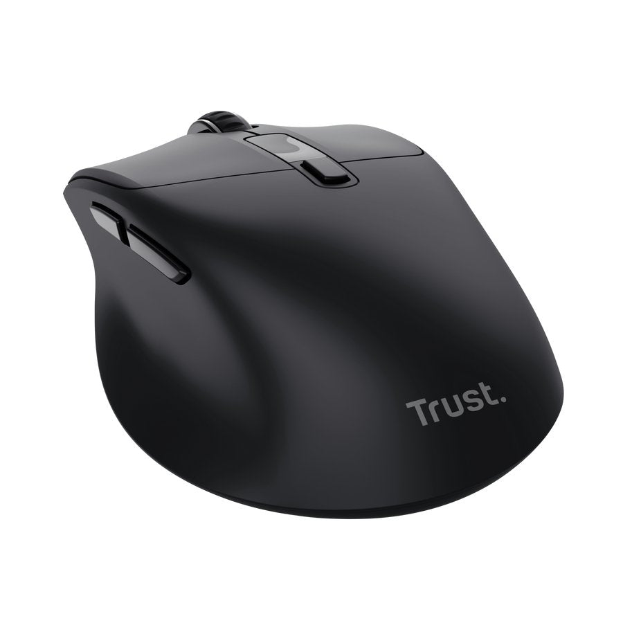 Mouse Trust Wireless Zevo Bt/2.4ghz 6 Botones 1200-3200dpi Recargable Color Negro.