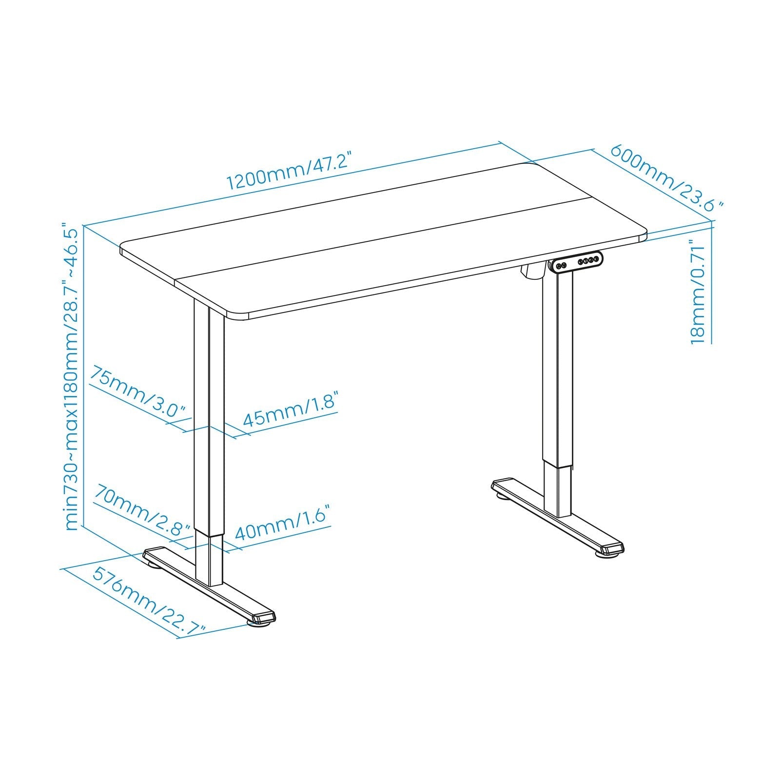 Tooq Origami Mesa De Escritorio Electrica Ajustable En Altura 730-1180mm - Motor Dc 100-240v - Tablero De Mdf 18mm -