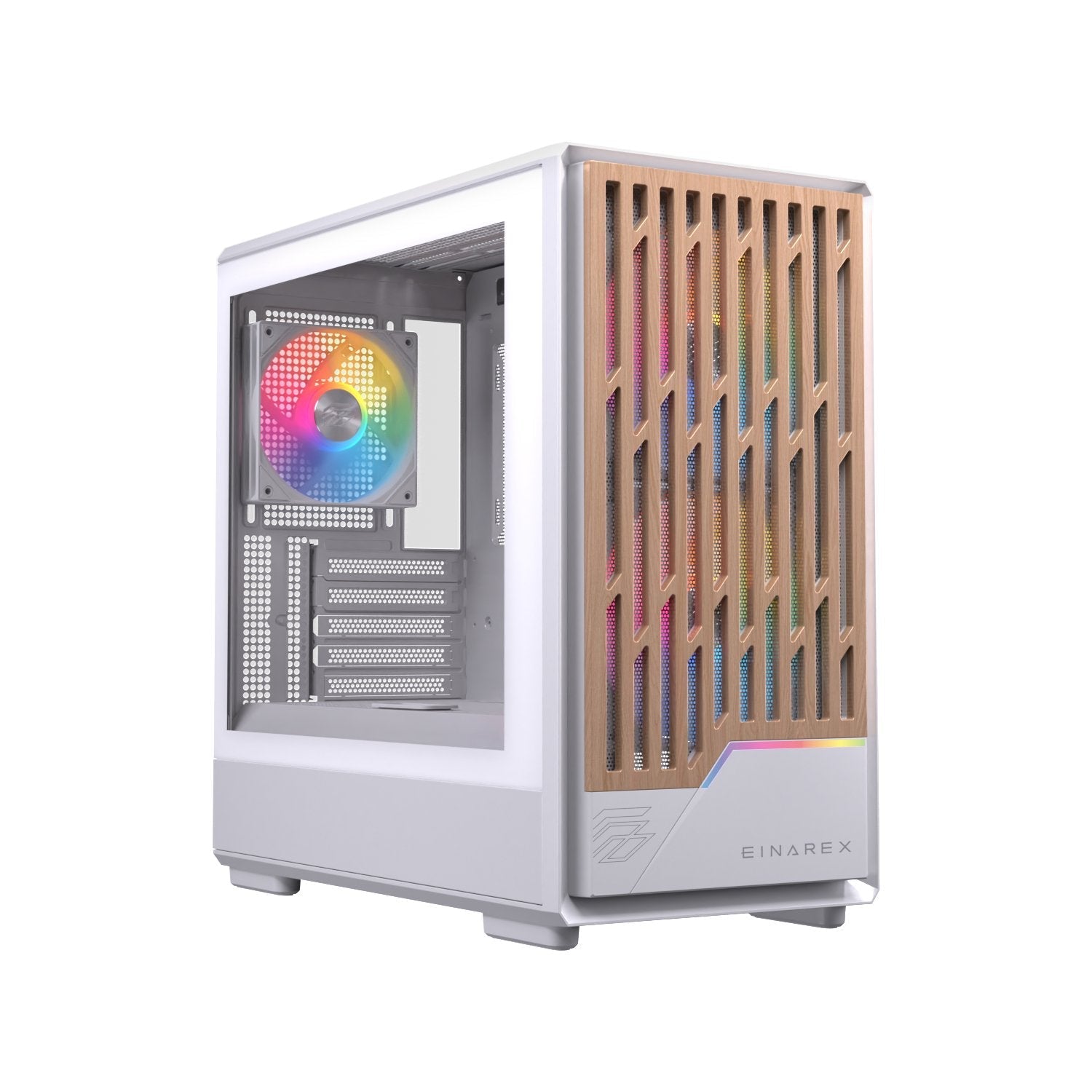Caja Micro-Atx Semitorre Einarex Pm400 Rgb 3 Fans Blanca Excs-Pm-400r-W