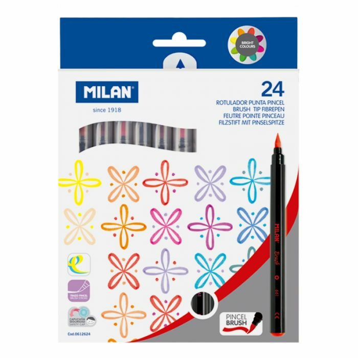 Milan Rotuladores Punta Pincel Estuche De 24 C/Surtidos