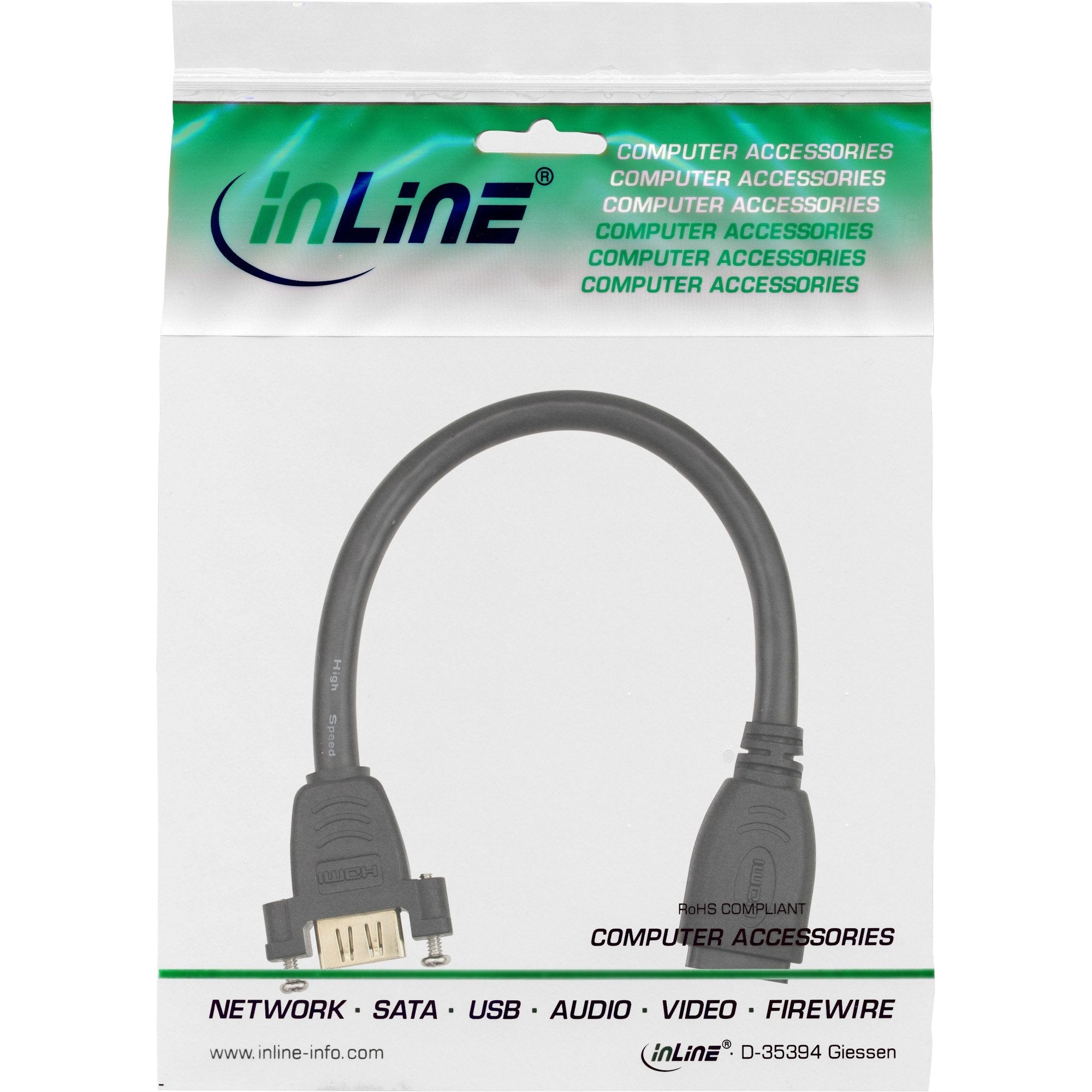 Adaptador Inline Hdmi Tipo A Hembra A A Hembra Con Brida 4k2k 0.2m