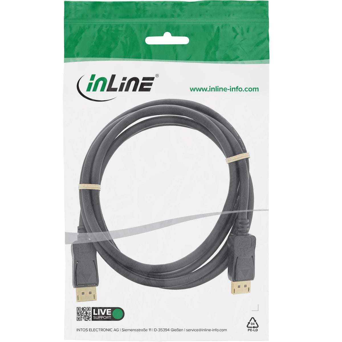 Cable Inline Displayport Negro De 0,5 M