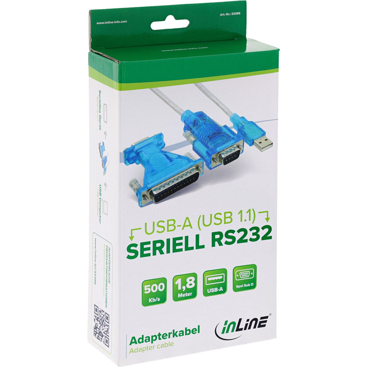 Inline® Usb A Serial Adaptador Cable Usb Type A Macho / Db9 Macho 1.8m