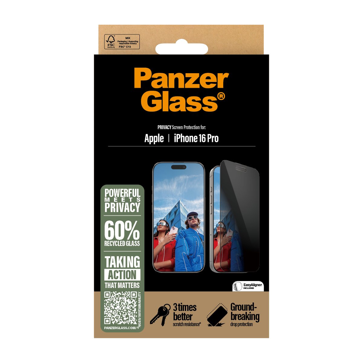 EAN 5715685002465 - PanzerGlass ® Privacy Screen Protector iPhone 16 Pro | Ultra-Wide Fit w. EasyAligner Protector de pantall imagen 3