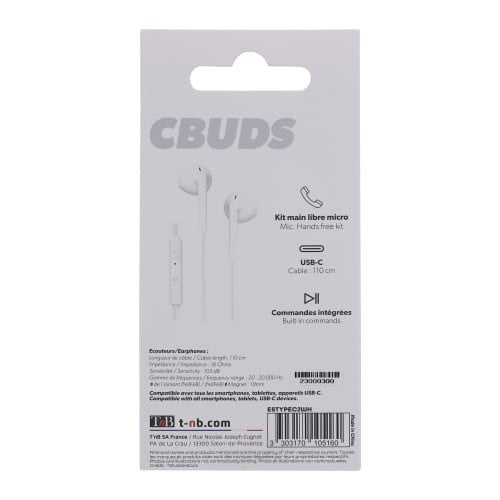 EAN 3303170105160 - T'nB C-Buds Auriculares Alámbrico Dentro de oído Llamadas/Música USB Tipo C Blanco imagen 8