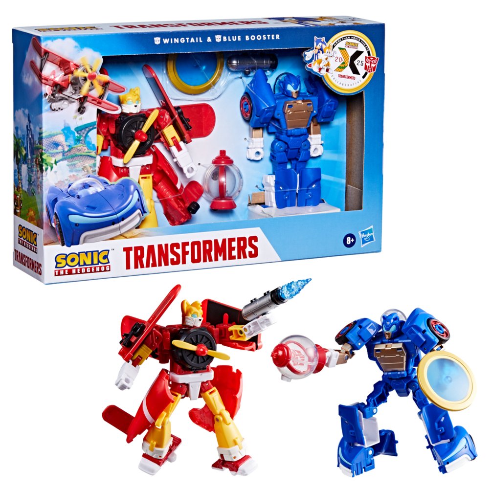 Figura Hasbro Transformers Sonic The Hedgehog Wingtail & Blue Booster