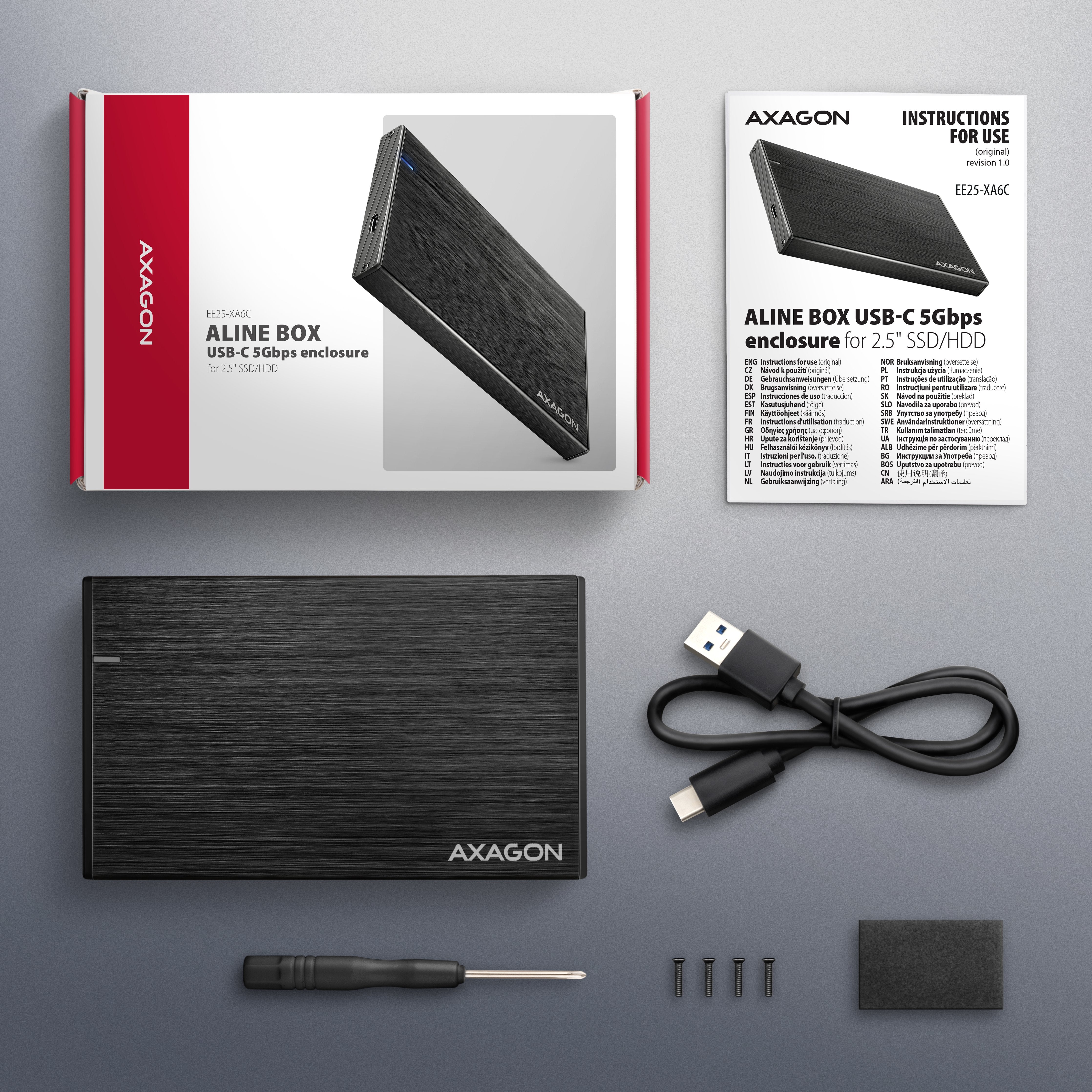 EAN 8595247908919 - Axagon EE25-XA6C caja para disco duro externo Carcasa de disco duro/SSD Negro 2.5" imagen 7