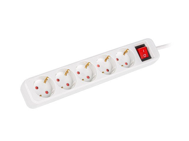 Regleta Lanberg 5 Tomas Schuko Con Protecion Blanca 1.5m