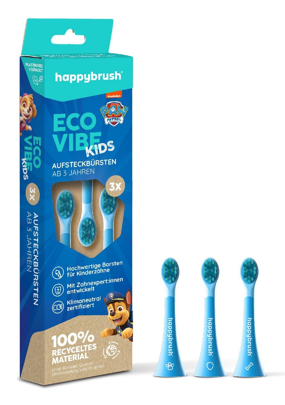 Cabezales Happybrush Eco Vibe Kids Paw Patrol Azul Claro Hapaw01