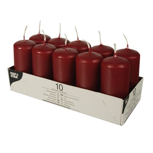 Candle Papstar Stumpenkerzen 9 Cm Bordeaux