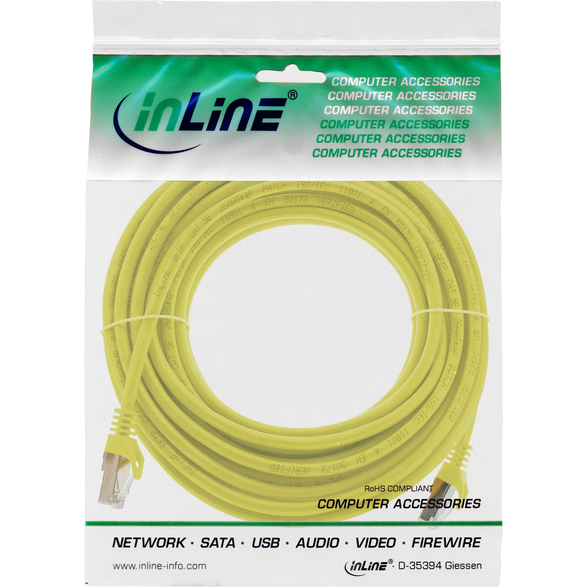 Cable De Red Inline F/Utp Cat.5e Amarillo 10m
