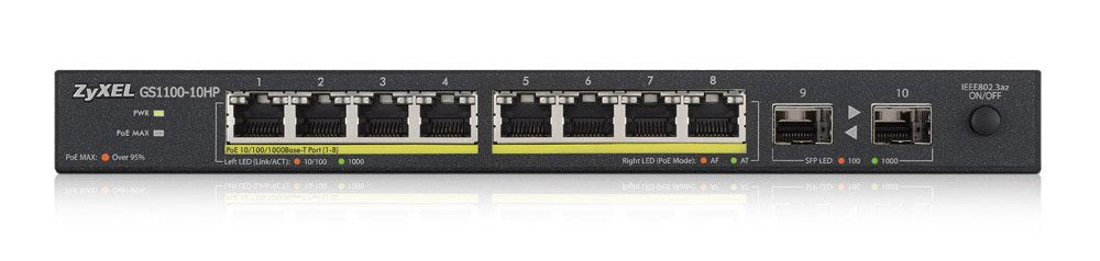 Zyxel Switch 10x Ge Gs1100-10hp V2 Poe+  Gs1100-10hp-Eu0102f