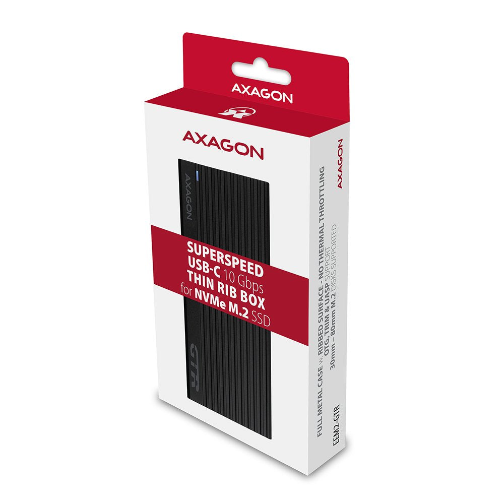 Axagon Gabinete Externo Eem2-Gtr Para Ssd M.2 Usb-C 3.2 Gen 2, Negro