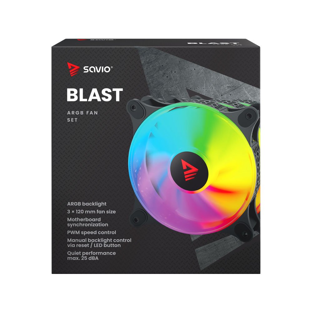 Juego De 3 Ventiladores Argb Savio Blast 3 X 120 Mm 3 Pines 5 V 4 Pines 12 V