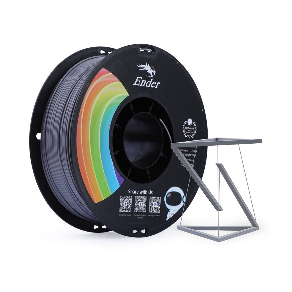 Creality Pla+ Filamento Gris, 3d Gris, 1 Kg, 1,75 Mm, 3301010308