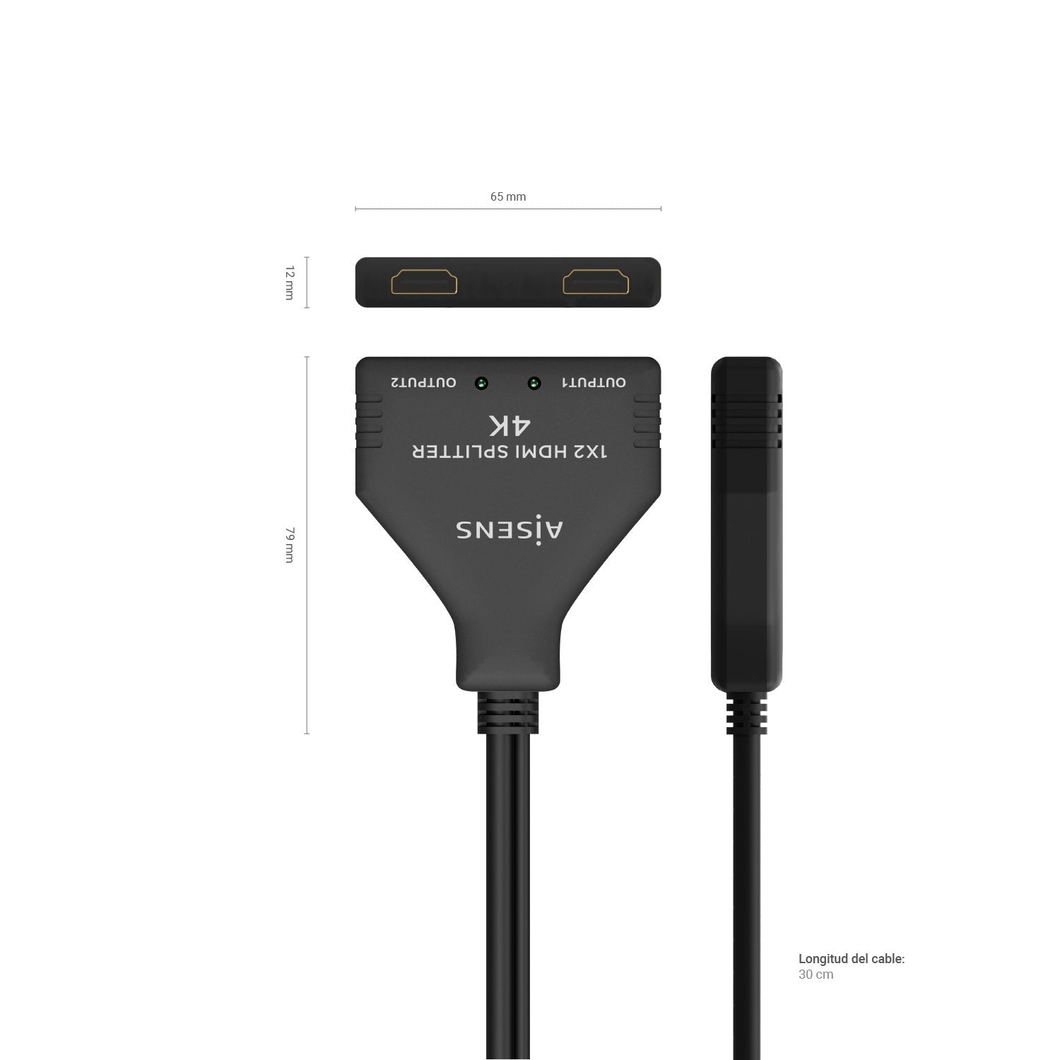 Aisens Duplicador Hdmi 4k 2 Hdmi Hembra Hdmi Macho Usb Macho A123-0654